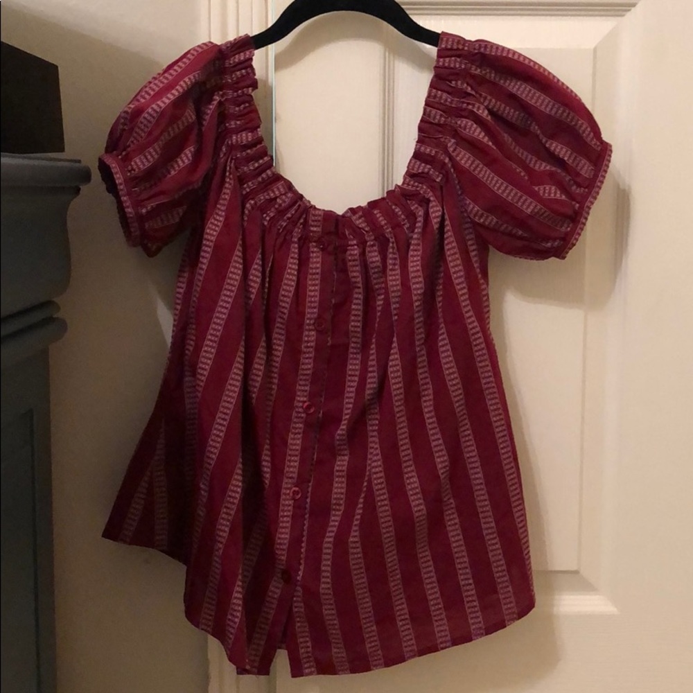 Off the shoulder maroon top
